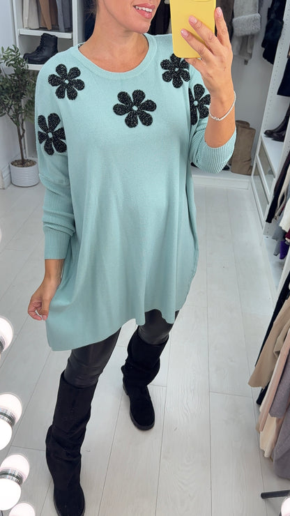 Nicola Flower Design Loose Fit Jumper