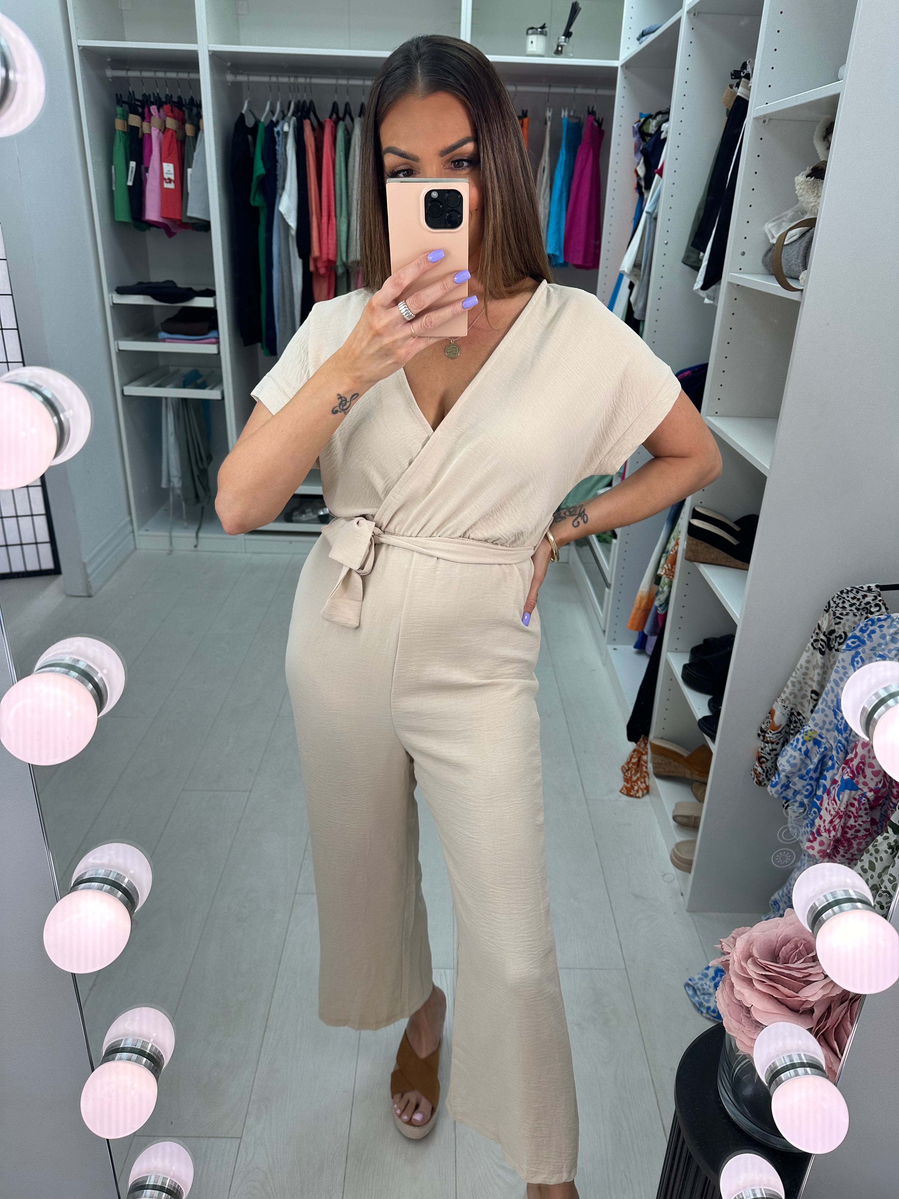 Indonesia Plain V Neck Crepe Jumpsuit