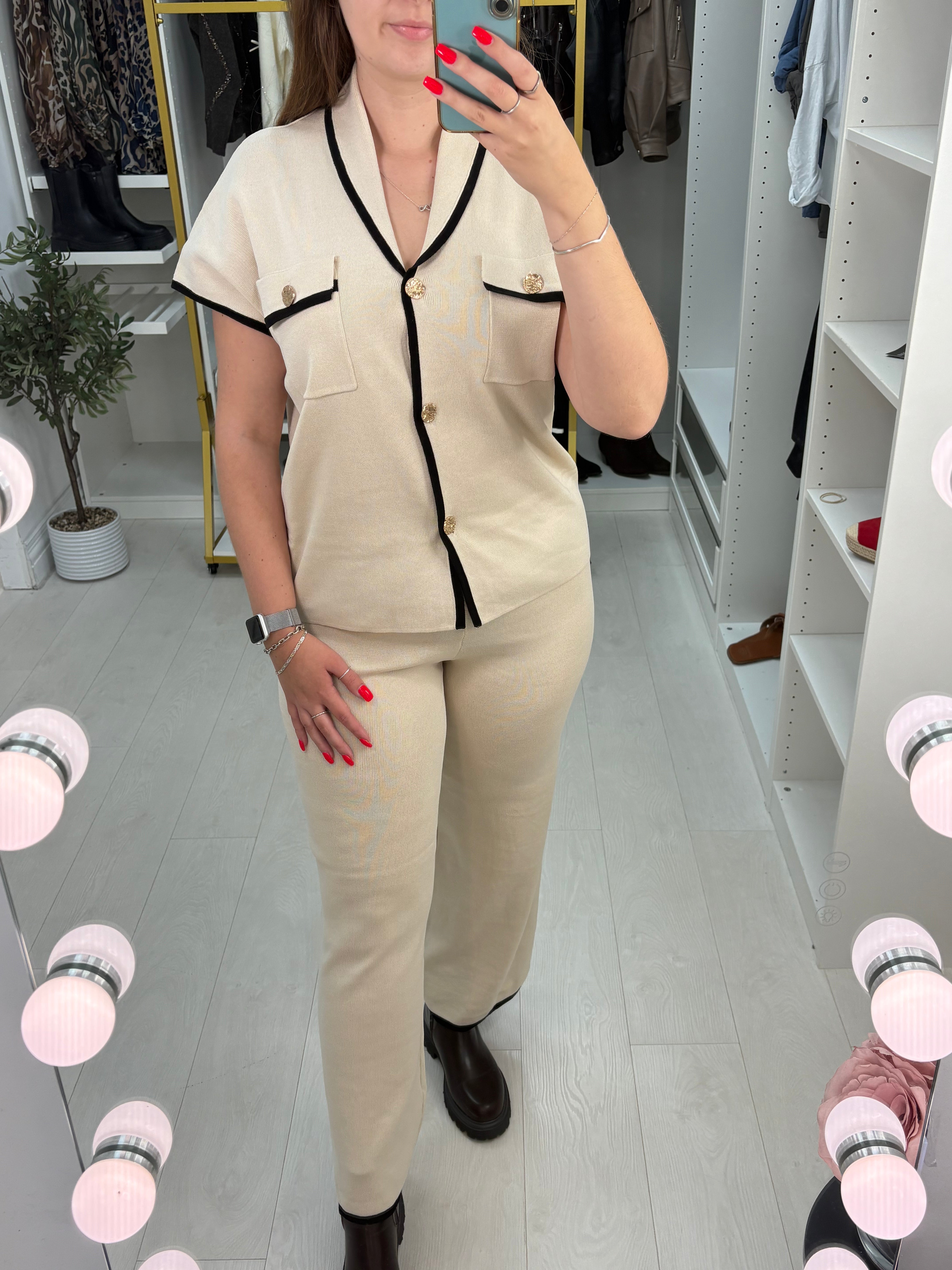 Renice Colour Block Hem V Neck Co-Ord Set