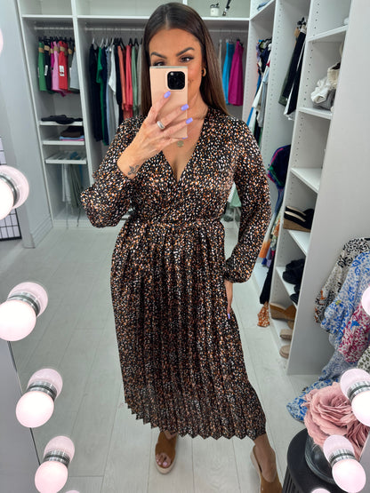 Towner Graphic Print Wrap Pleat Dress