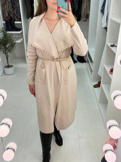 Ashleigh Plain Lace Trim Waterfall Cardi Jacket