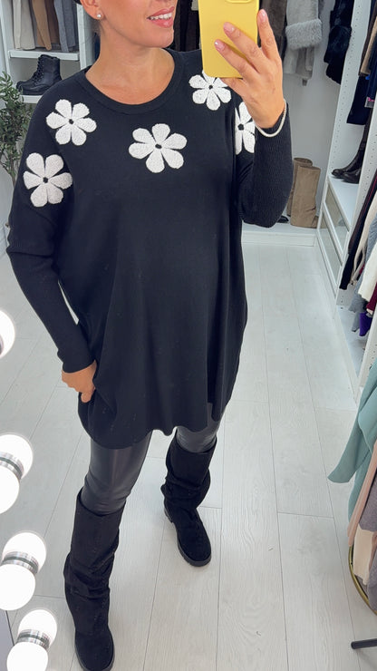 Nicola Flower Design Loose Fit Jumper
