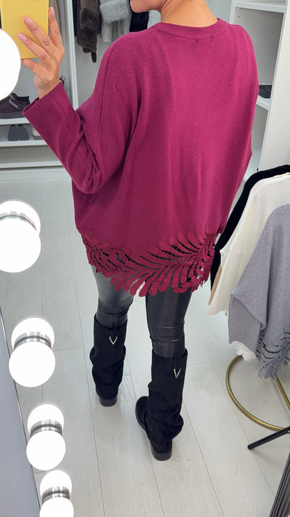 Parker Plain Crochet Hem Loose Fit Jumper