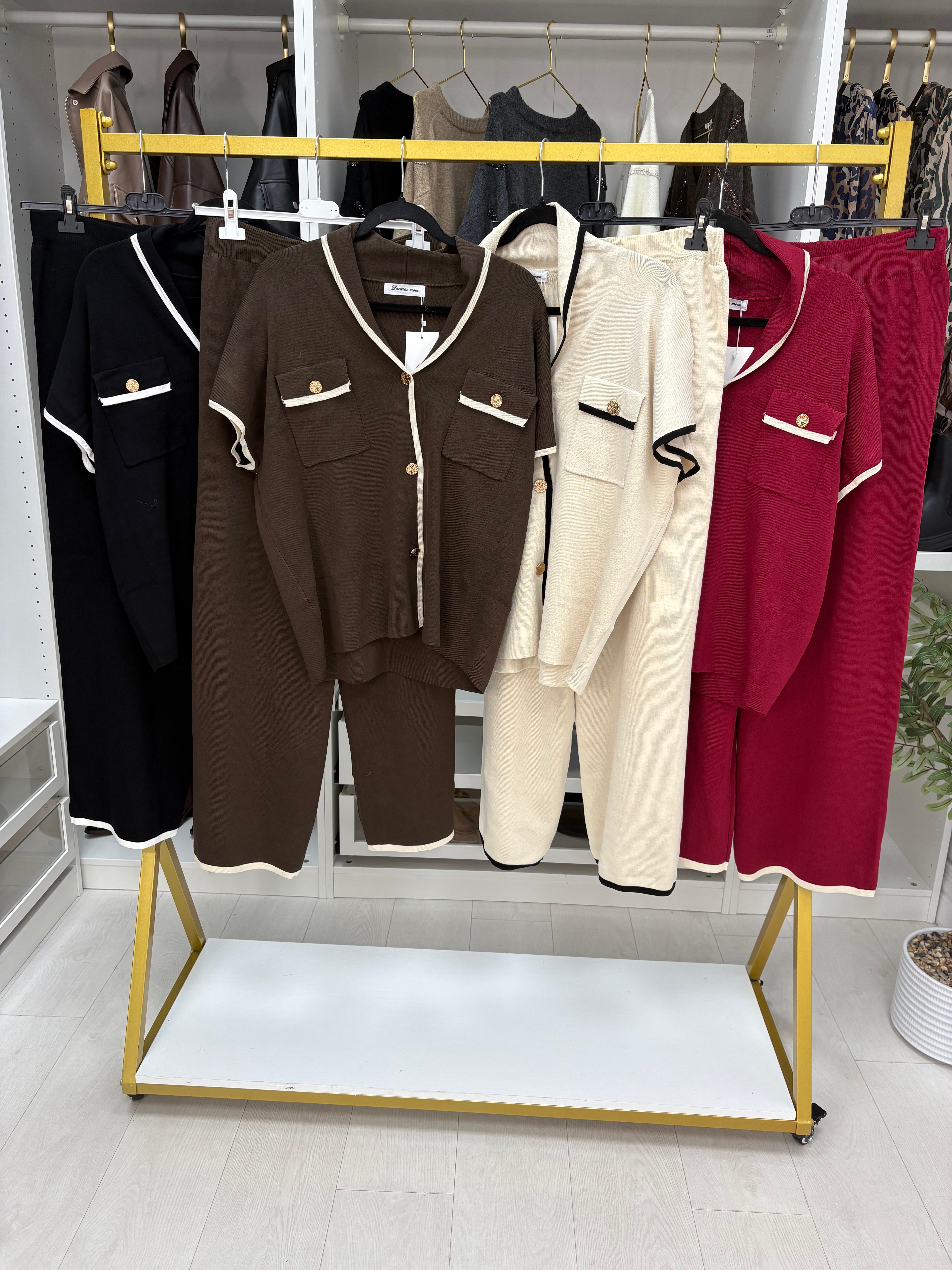 Renice Colour Block Hem V Neck Co-Ord Set