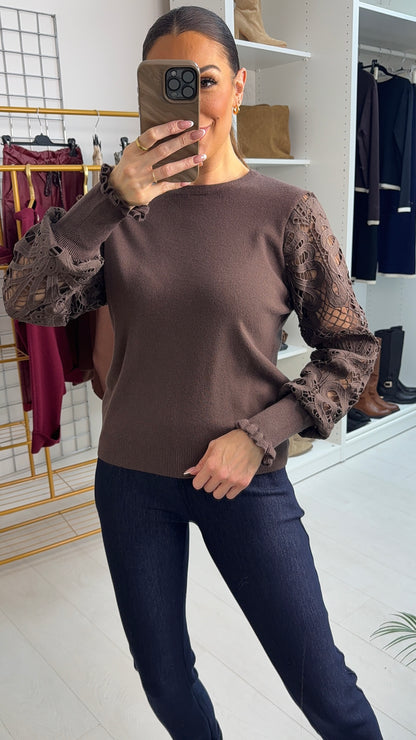 Kandise Floral Lace Sleeves Detailed Jumper