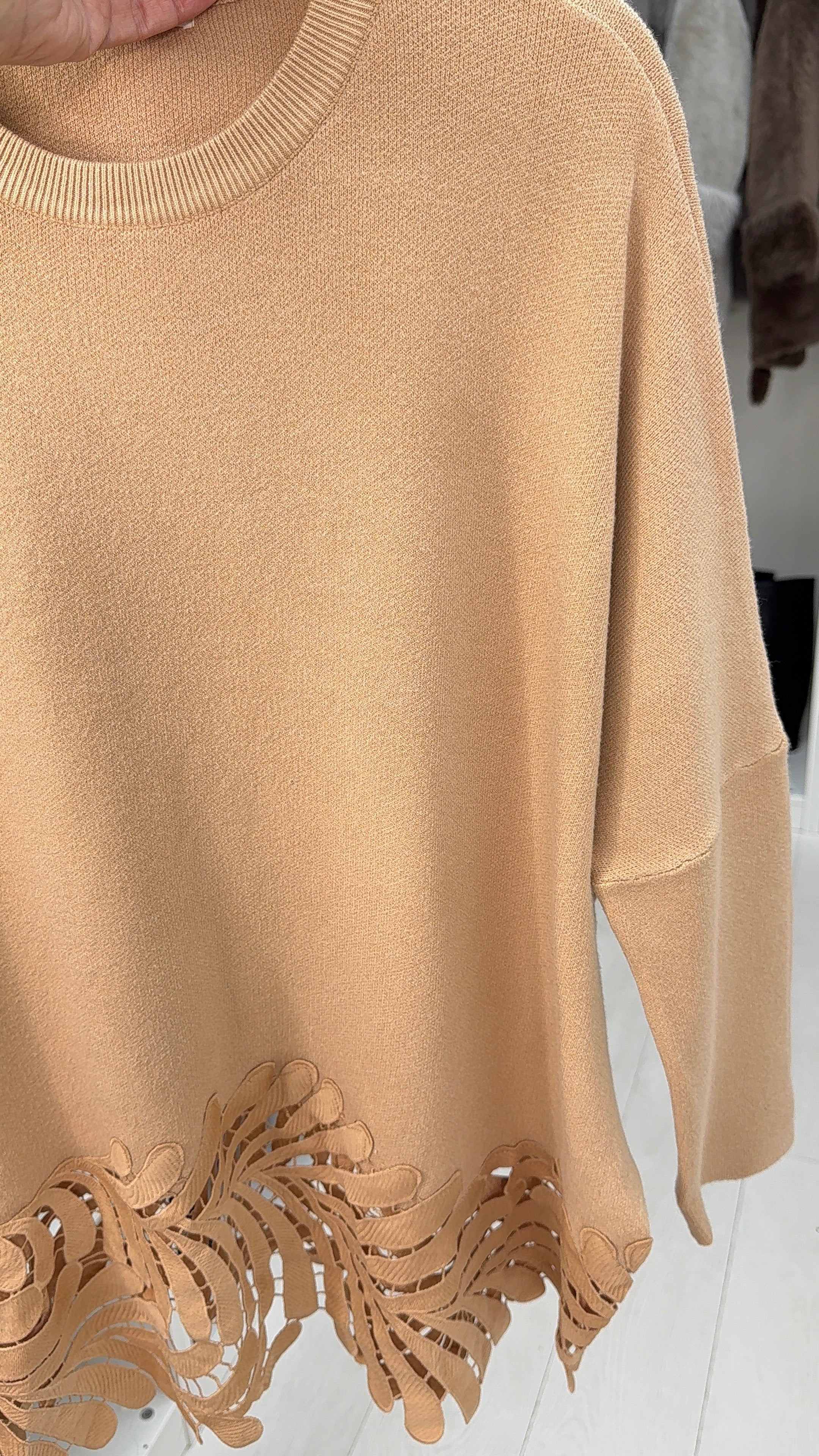 Parker Plain Crochet Hem Loose Fit Jumper