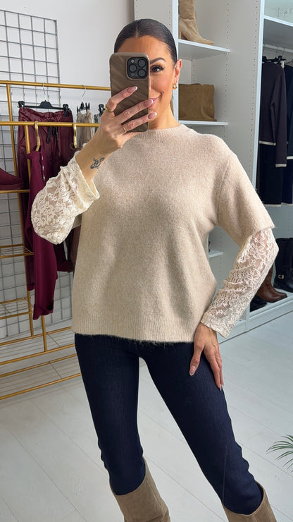 Nessi Super Soft Floral Lace Sleeve Jumper