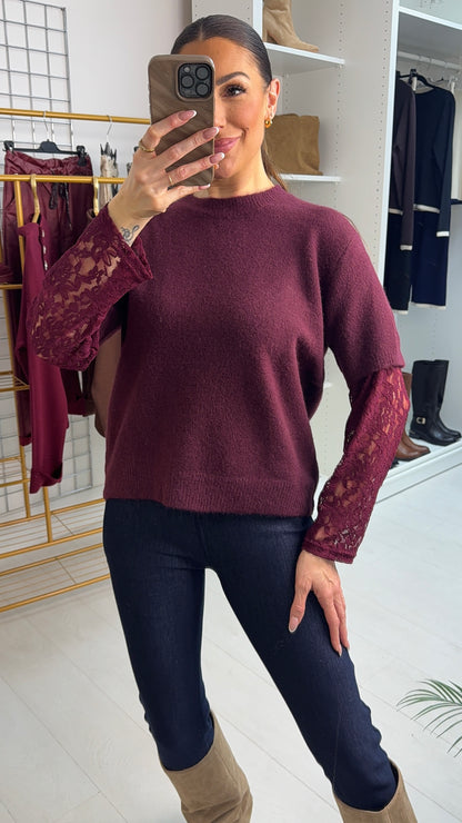 Nessi Super Soft Floral Lace Sleeve Jumper