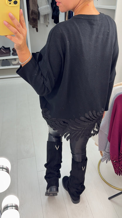 Parker Plain Crochet Hem Loose Fit Jumper