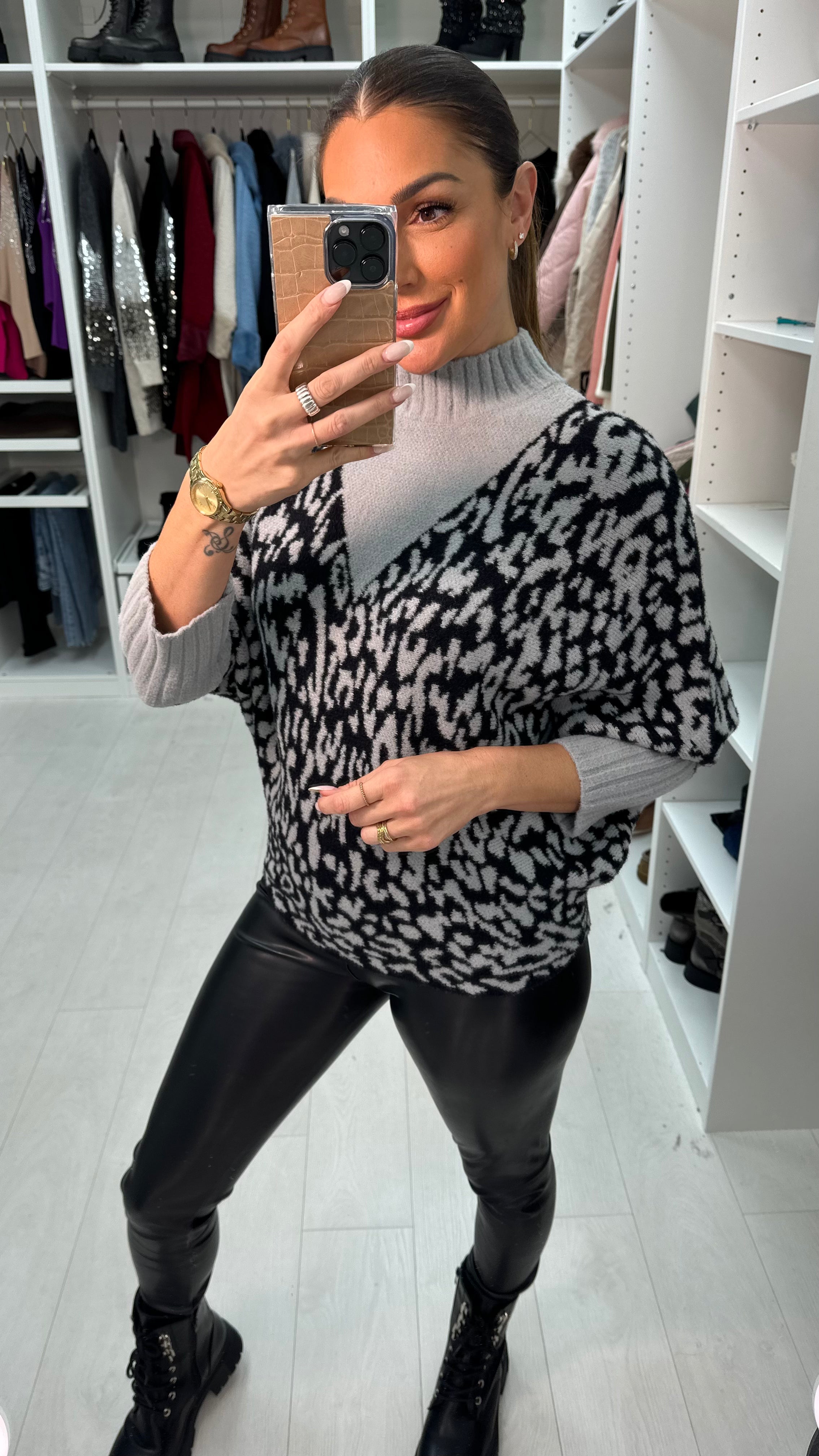 Lizeth Leopard Print Batwing Super Soft Jumper