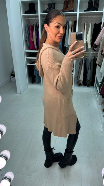 Kamilla Pearl Detail Tie Front Longline Cardigan