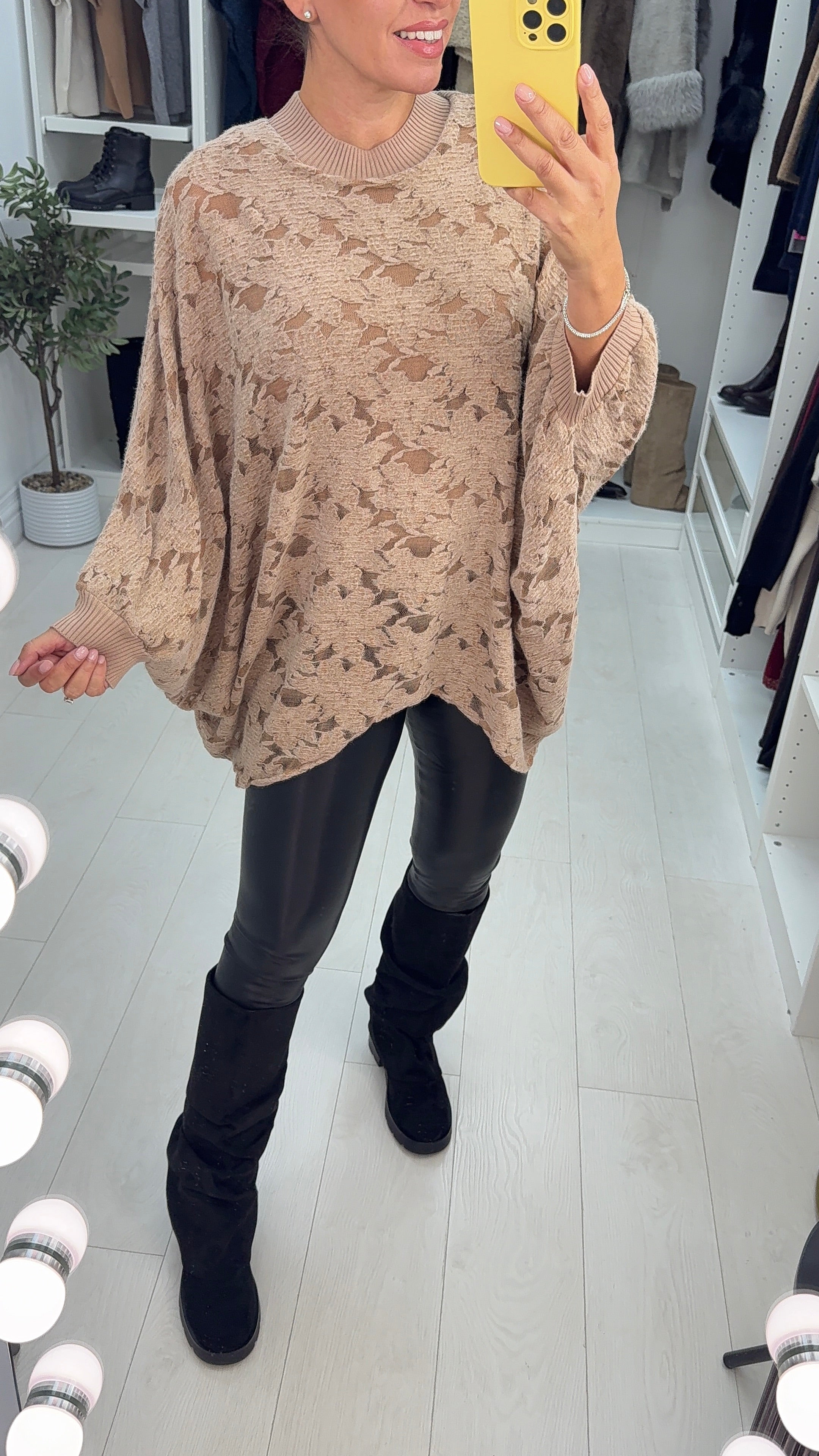 Libi Floral Lace Detail Loose Fit Asymmetric Jumper