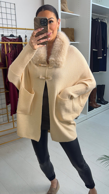 Felicity Faux Fur Buckle Detail Cardigan