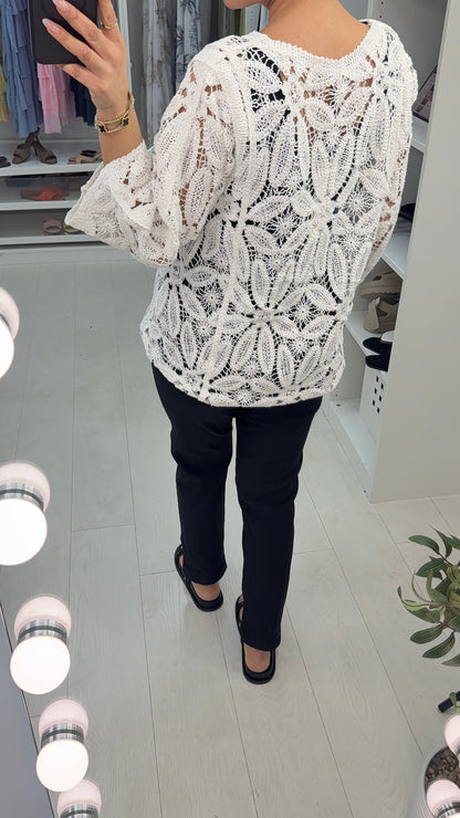 Rainey Crochet 3/4 Sleeve Top