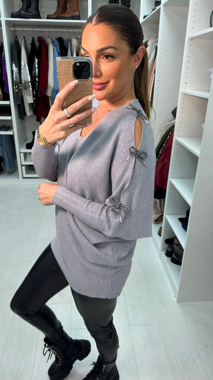 Aisha Bow Sleeve Knit Jumper