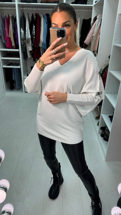 Aisha Bow Sleeve Knit Jumper