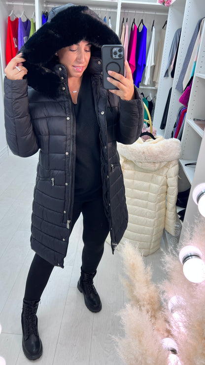Melinda Faux Fur Hooded Puffer Coat
