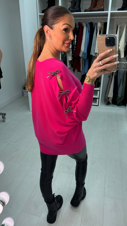 Aisha Bow Sleeve Knit Jumper