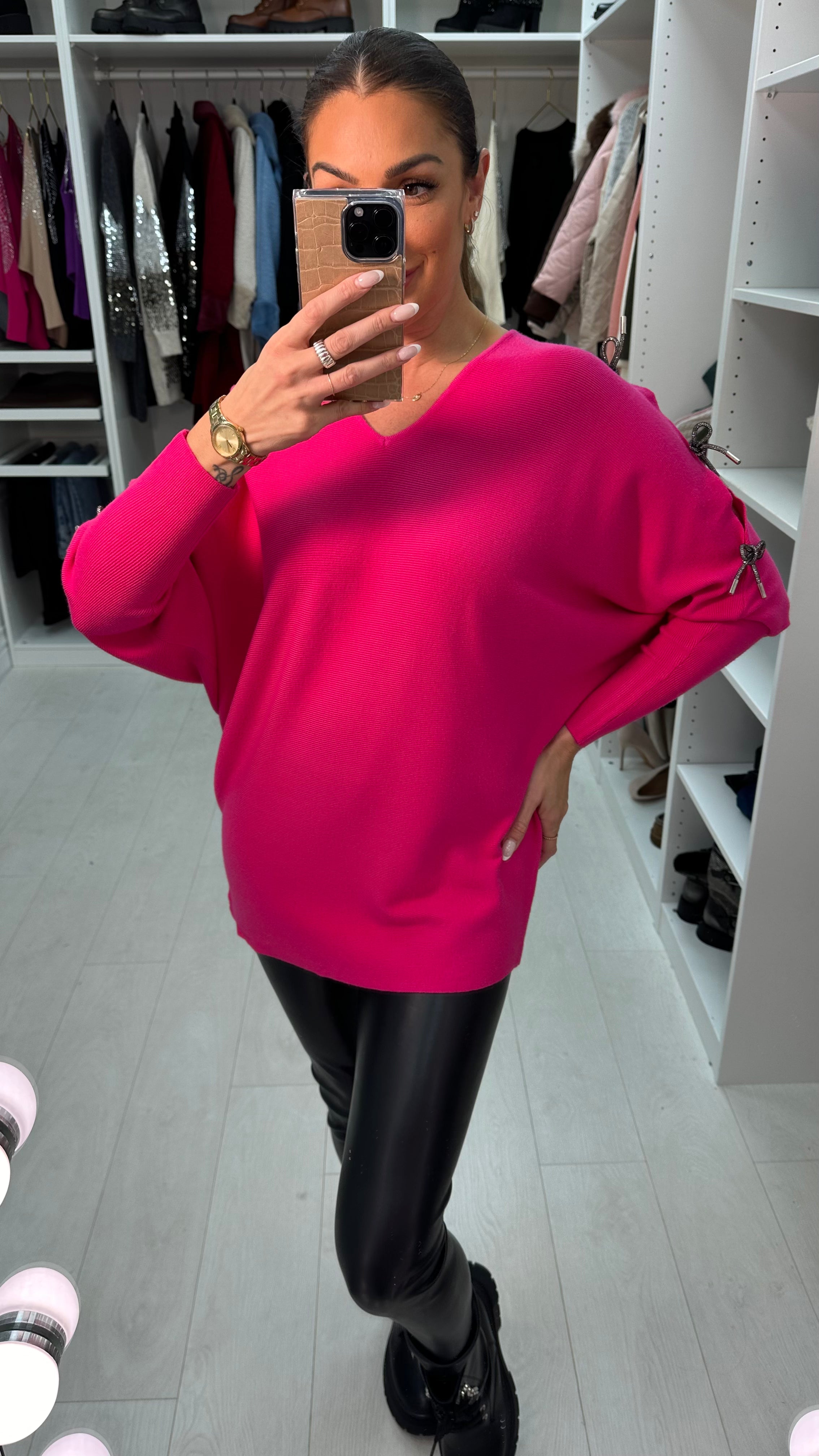 Aisha Bow Sleeve Knit Jumper