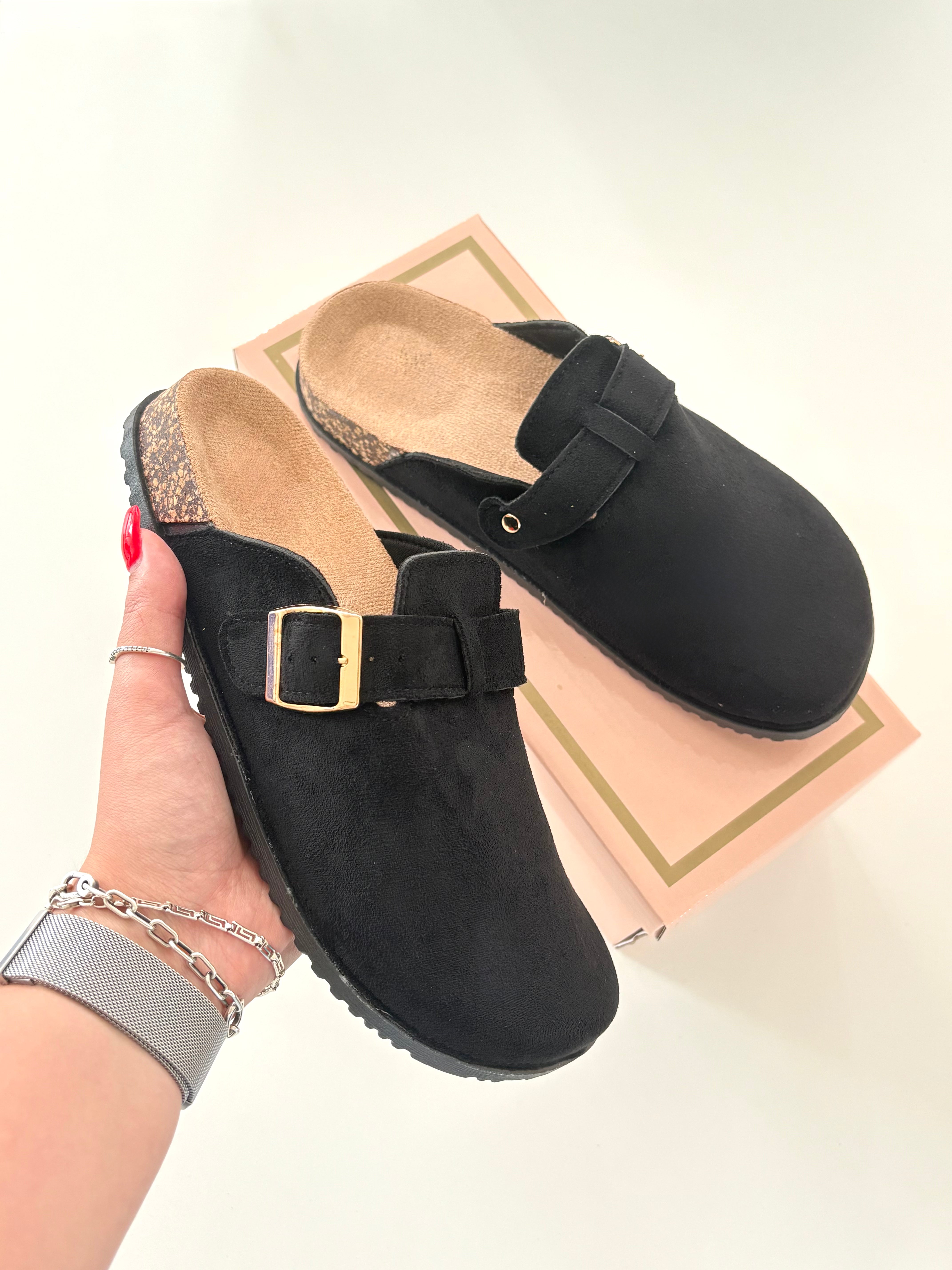 Adrianna Faux Suede Slip On Clogs