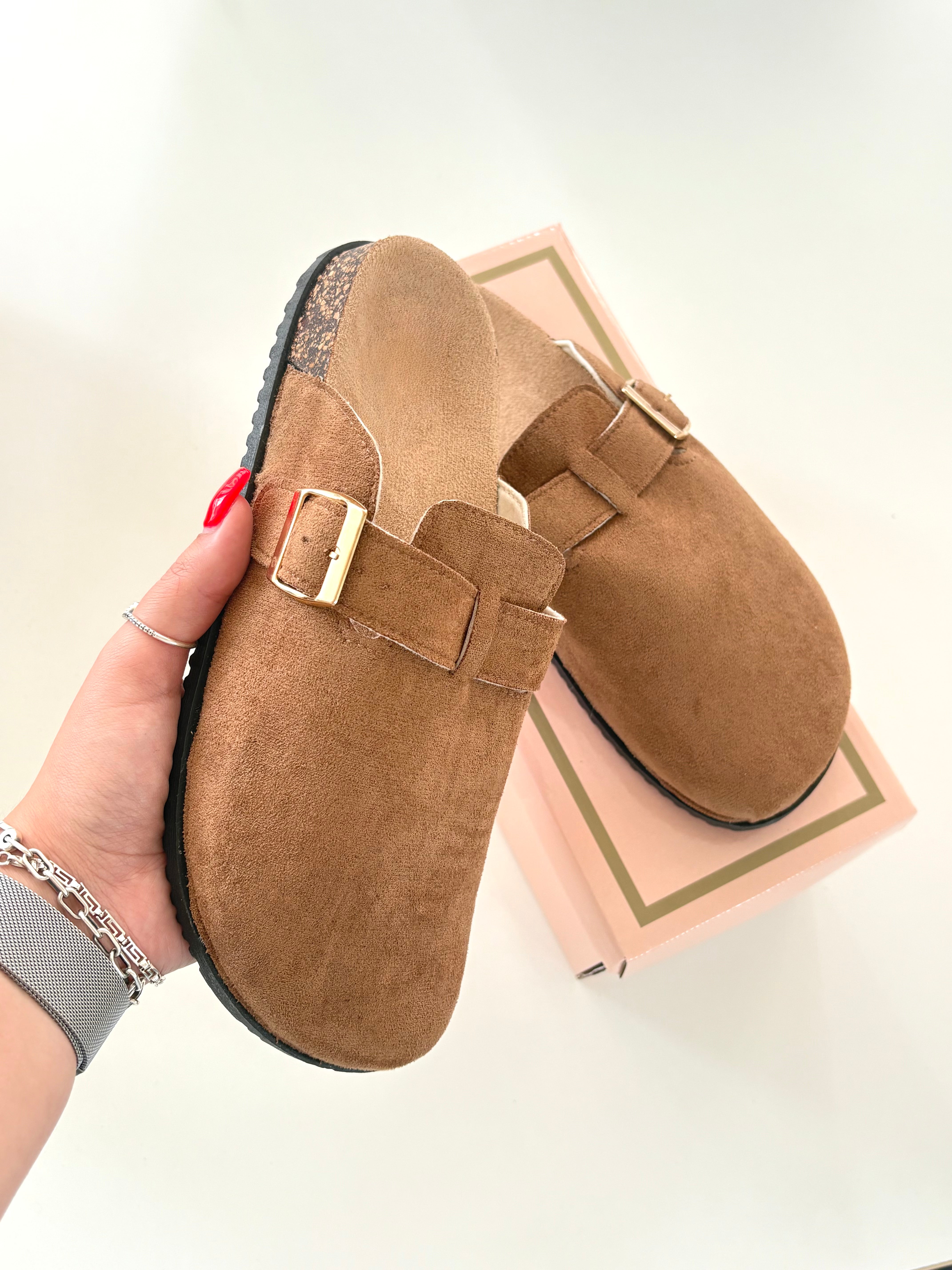 Adrianna Faux Suede Slip On Clogs