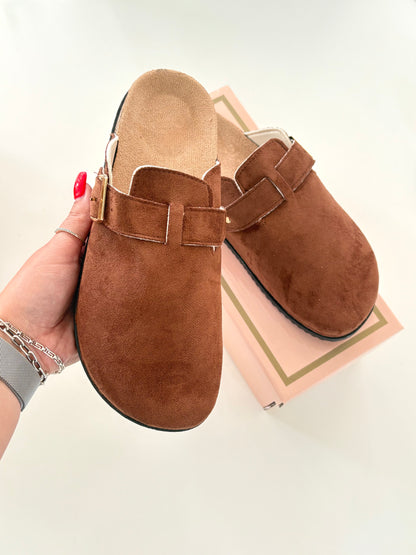 Adrianna Faux Suede Slip On Clogs