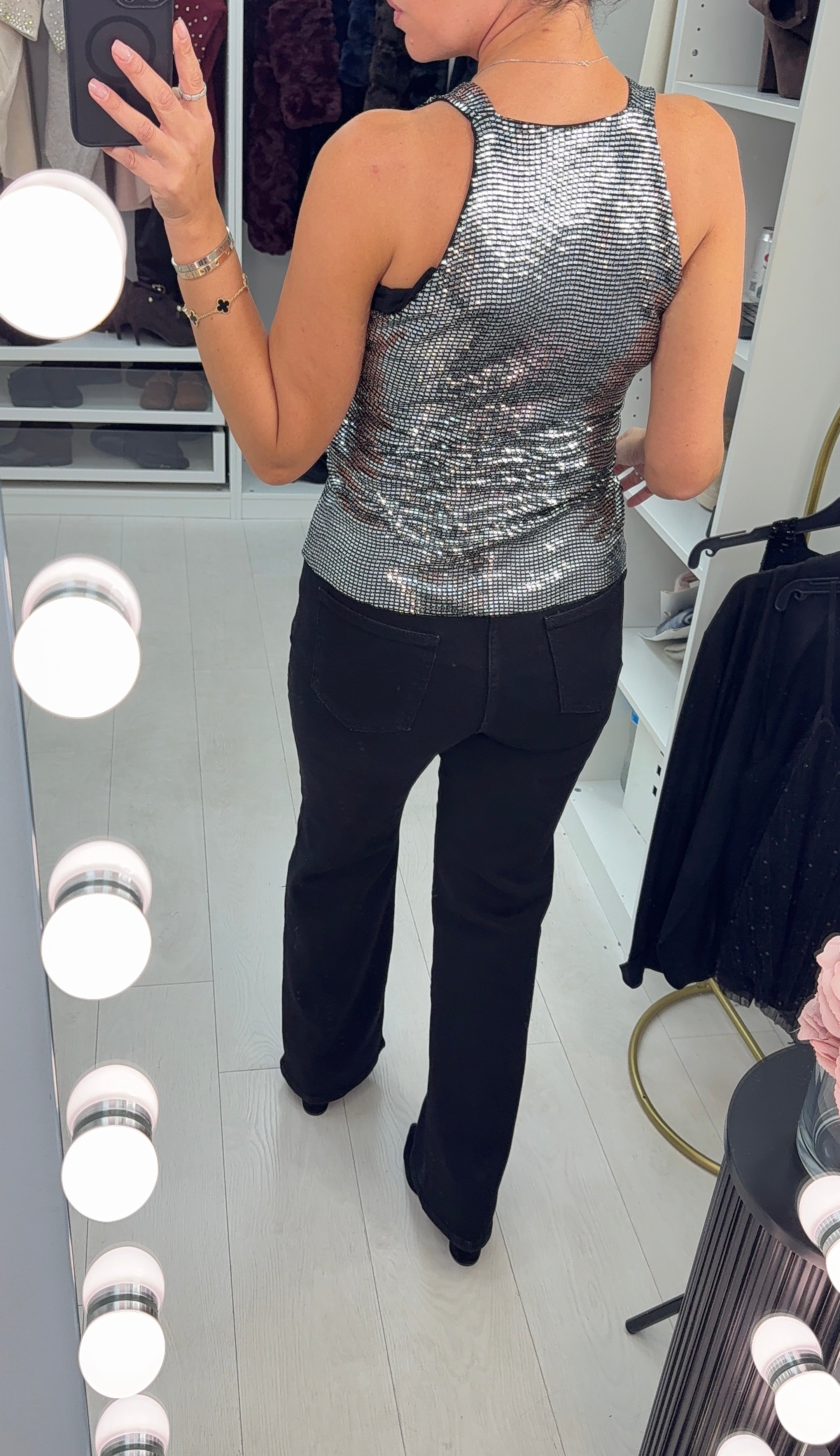 Ivanna Sequin V Neck Cami Top