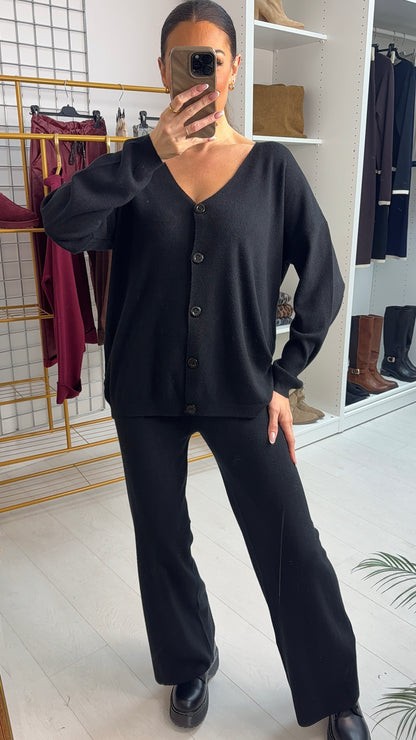 Winny Plain Cardigan Loungewear Set