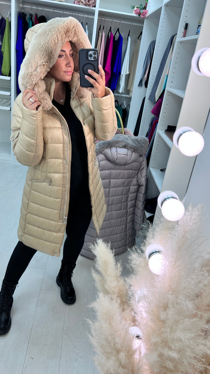 Melinda Faux Fur Hooded Puffer Coat