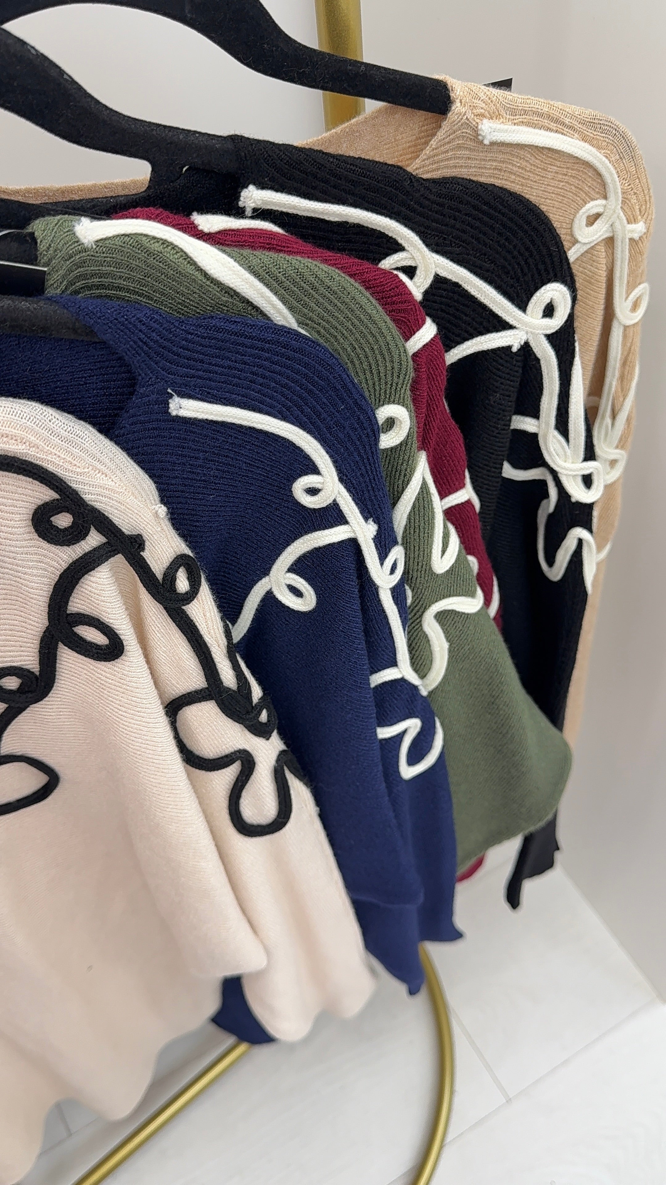 Rayla Embroidered Flower Ribbed Knit Jumper