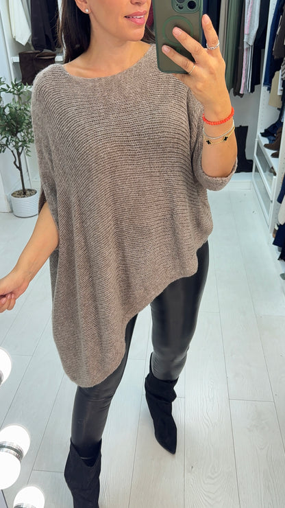 Cady Plain Chunky Knit Asymmetric Jumper
