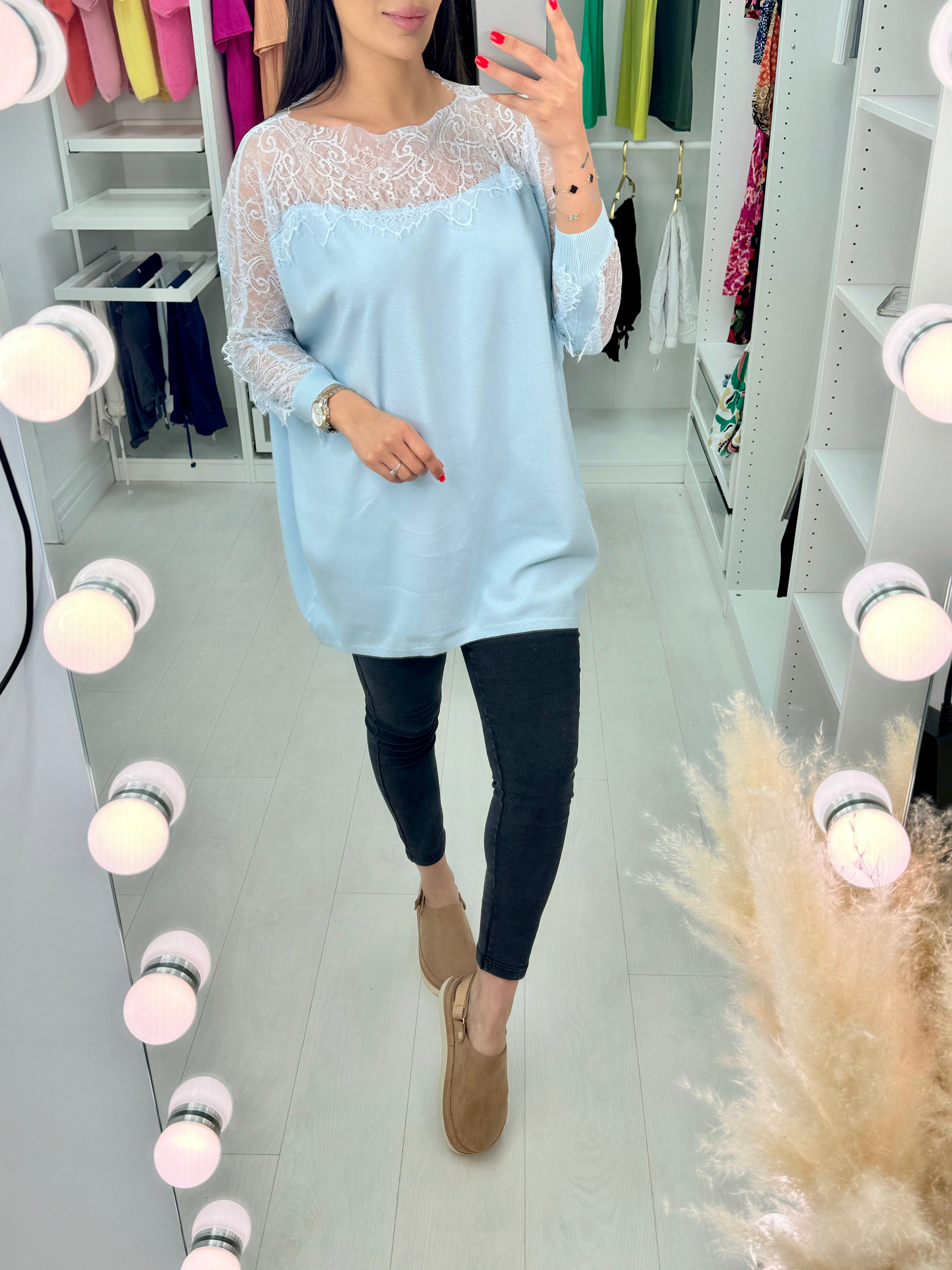 Maize Lace Detail Loose Fit Jumper