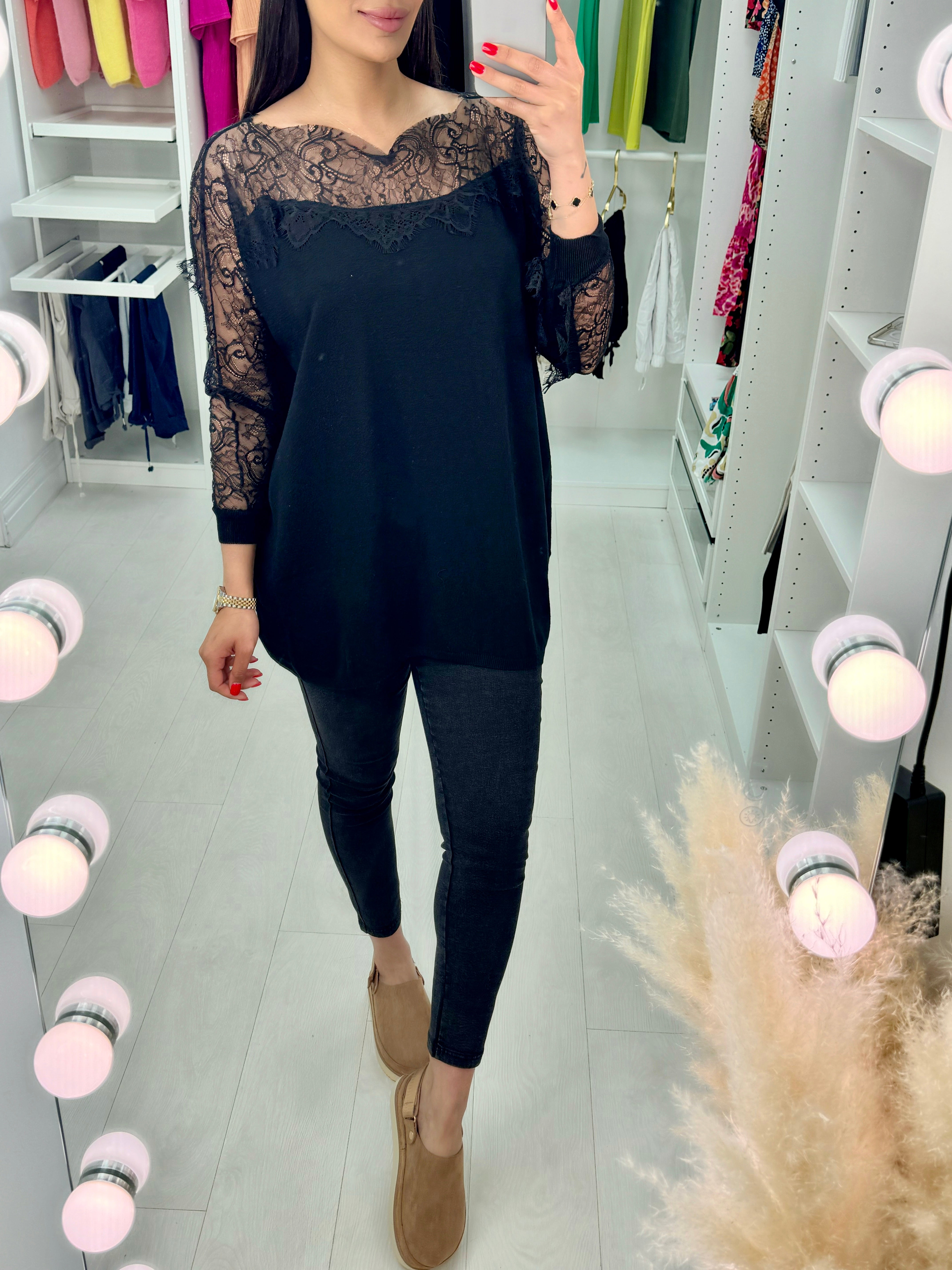 Maize Lace Detail Loose Fit Jumper