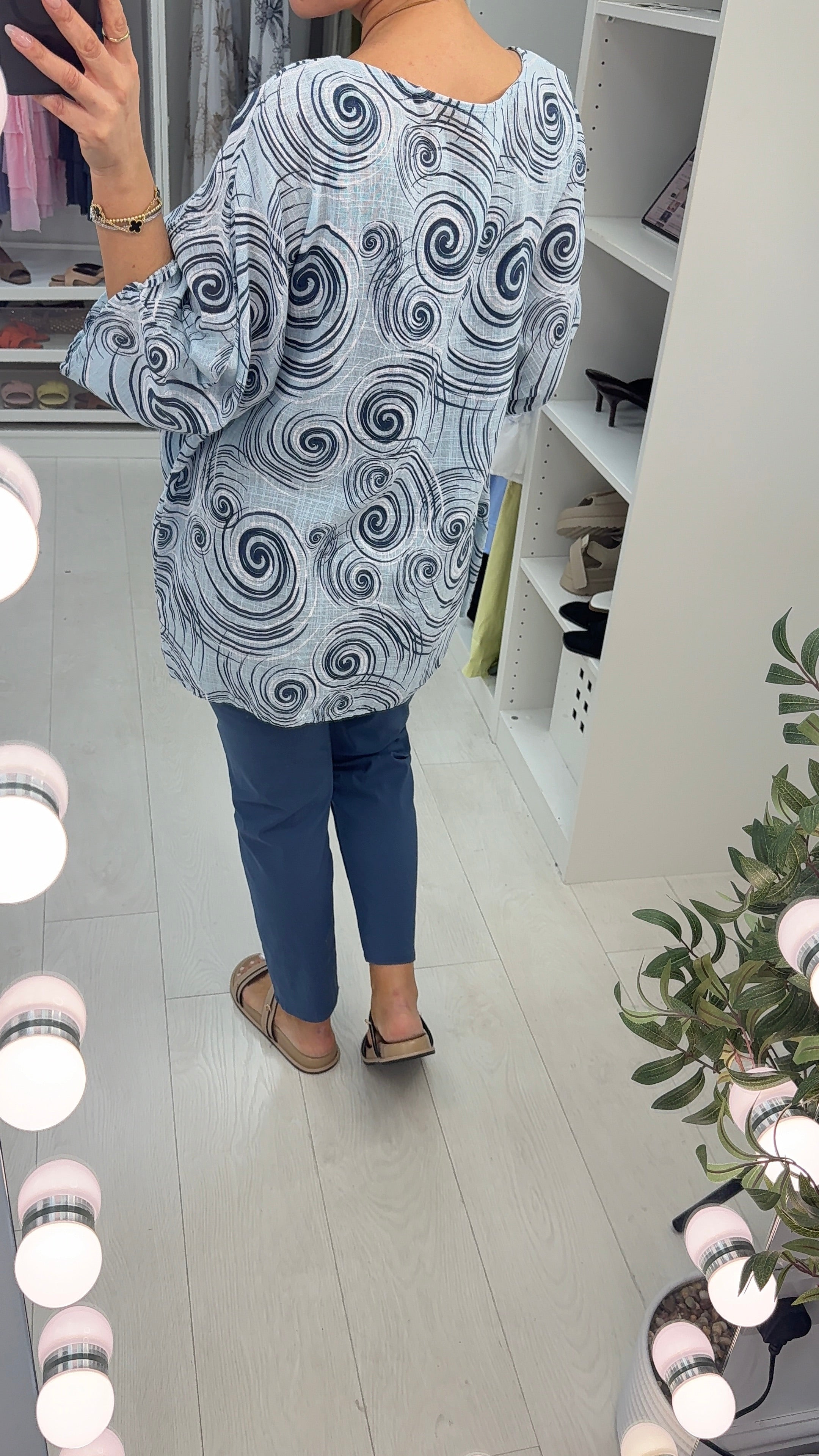 Chrishelle Abstract Print Loose Fit Necklace Top