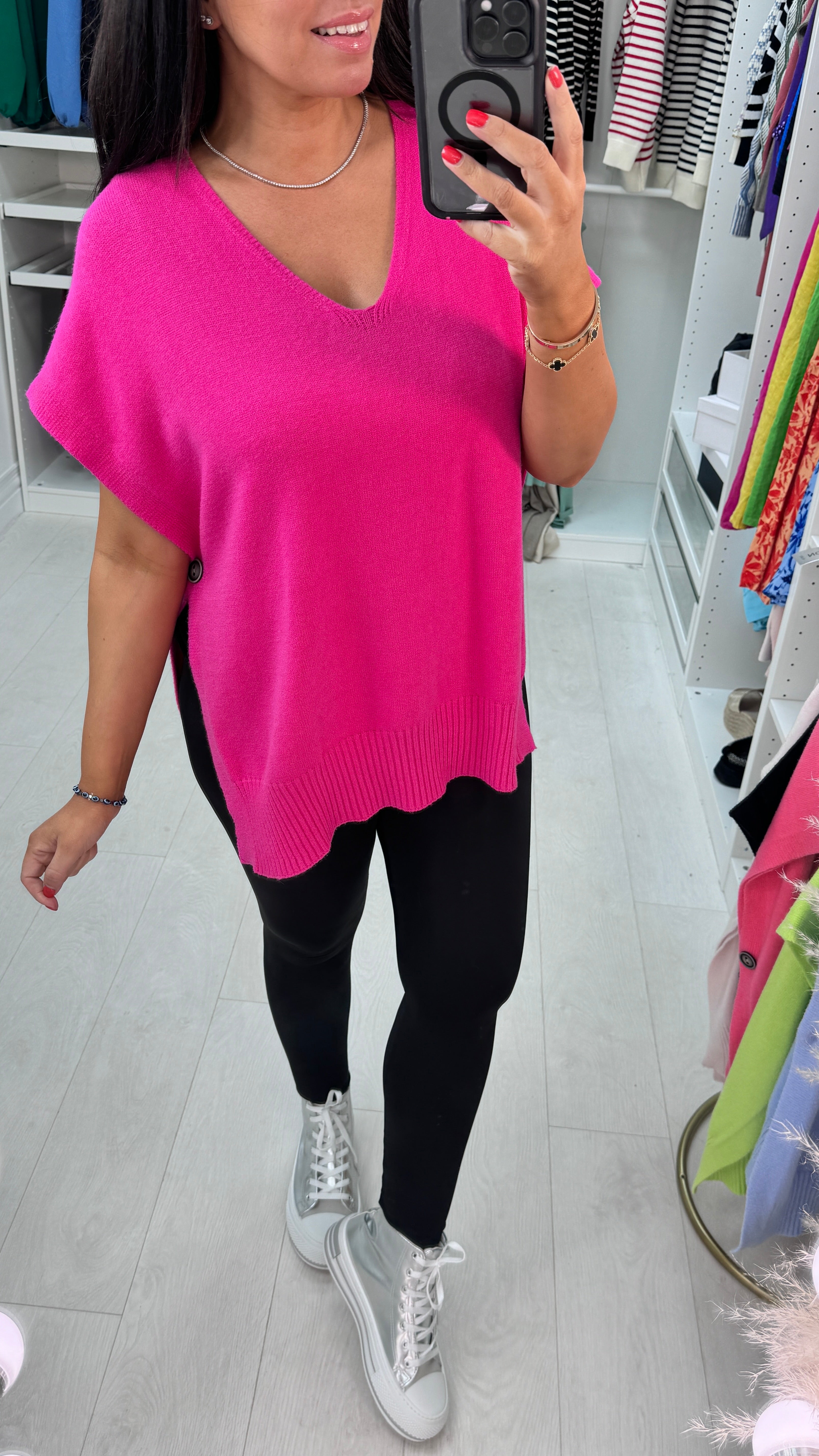 Kimberly Side Button Poncho Jumper