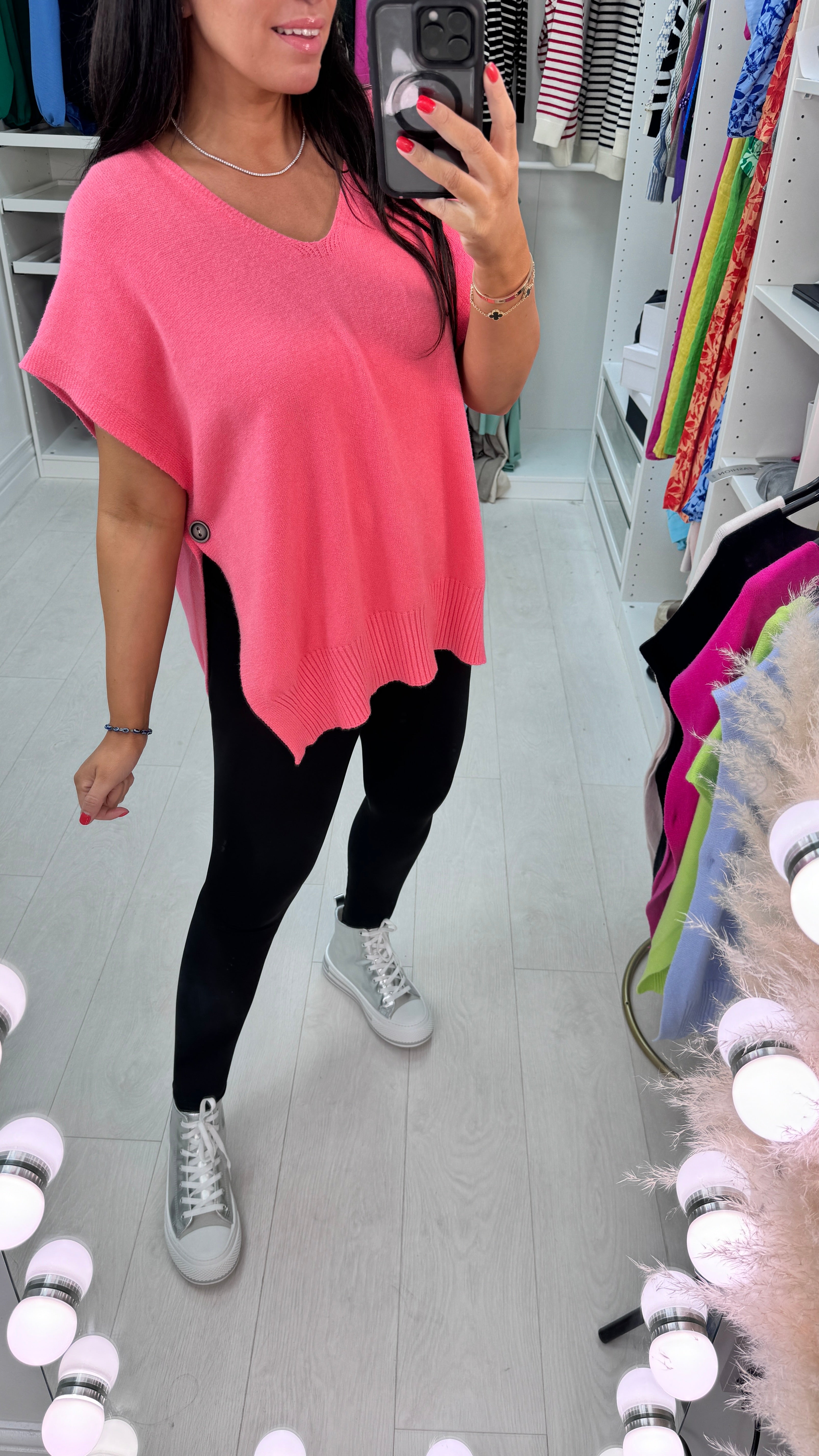 Kimberly Side Button Poncho Jumper