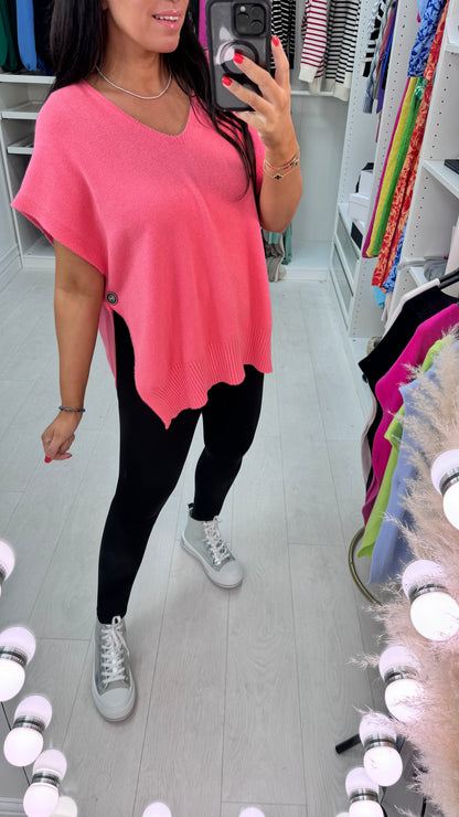 Kimberly Side Button Poncho Jumper