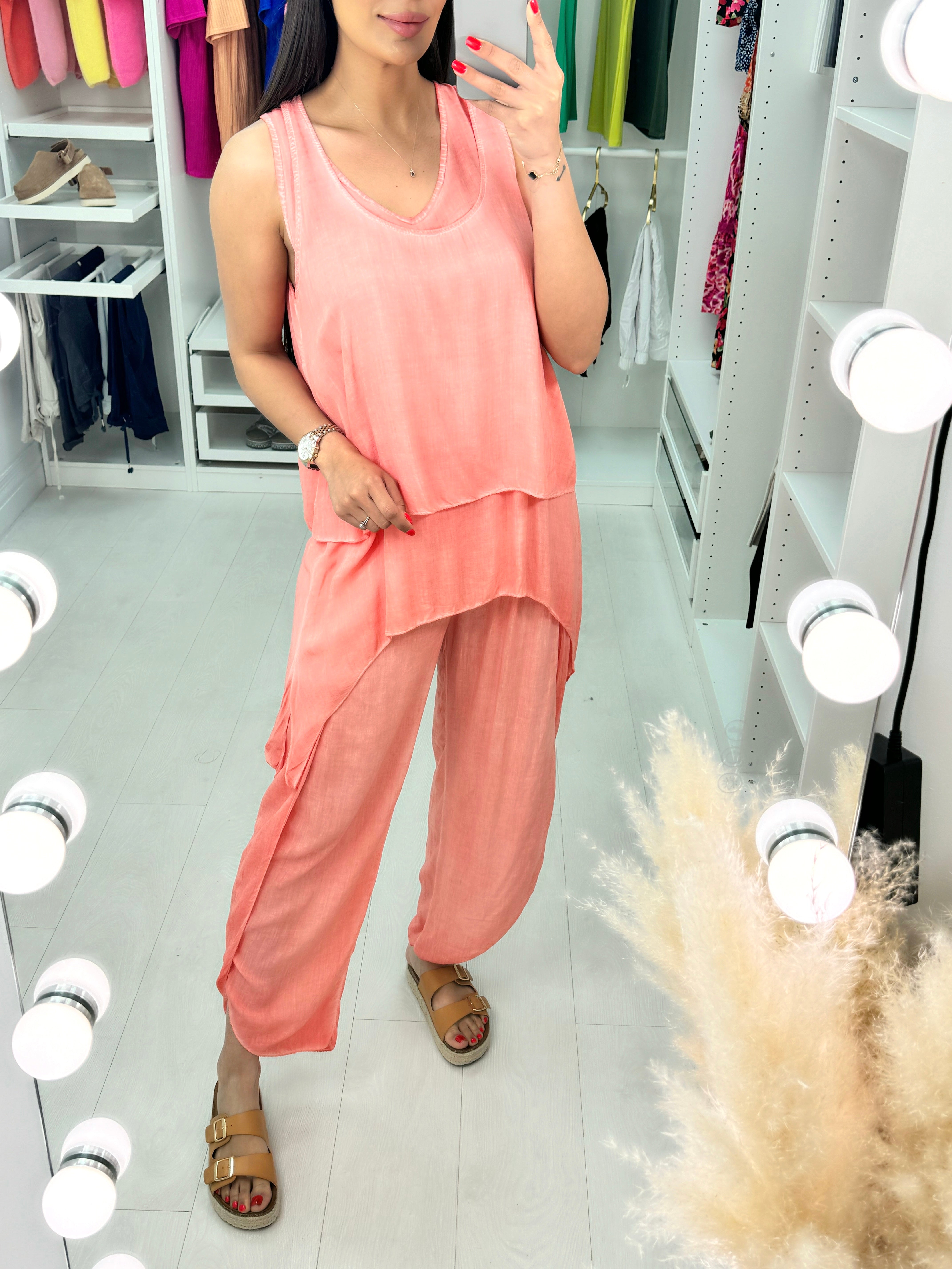 Aliyah Double Layer Top Split Leg Hareem Set