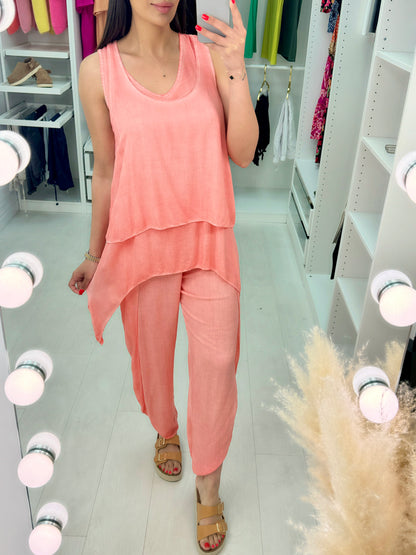 Aliyah Double Layer Top Split Leg Hareem Set