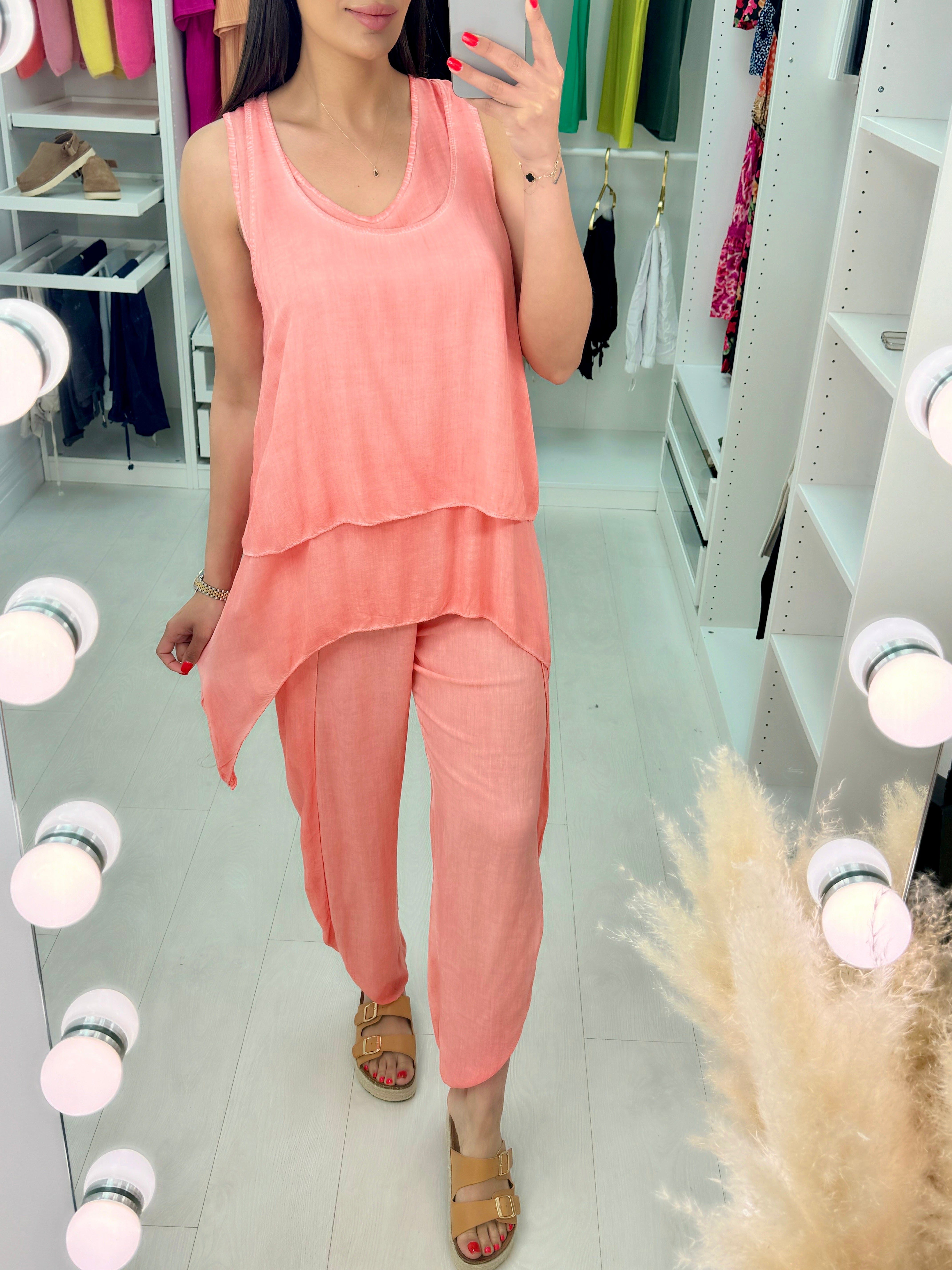 Aliyah Double Layer Top Split Leg Hareem Set