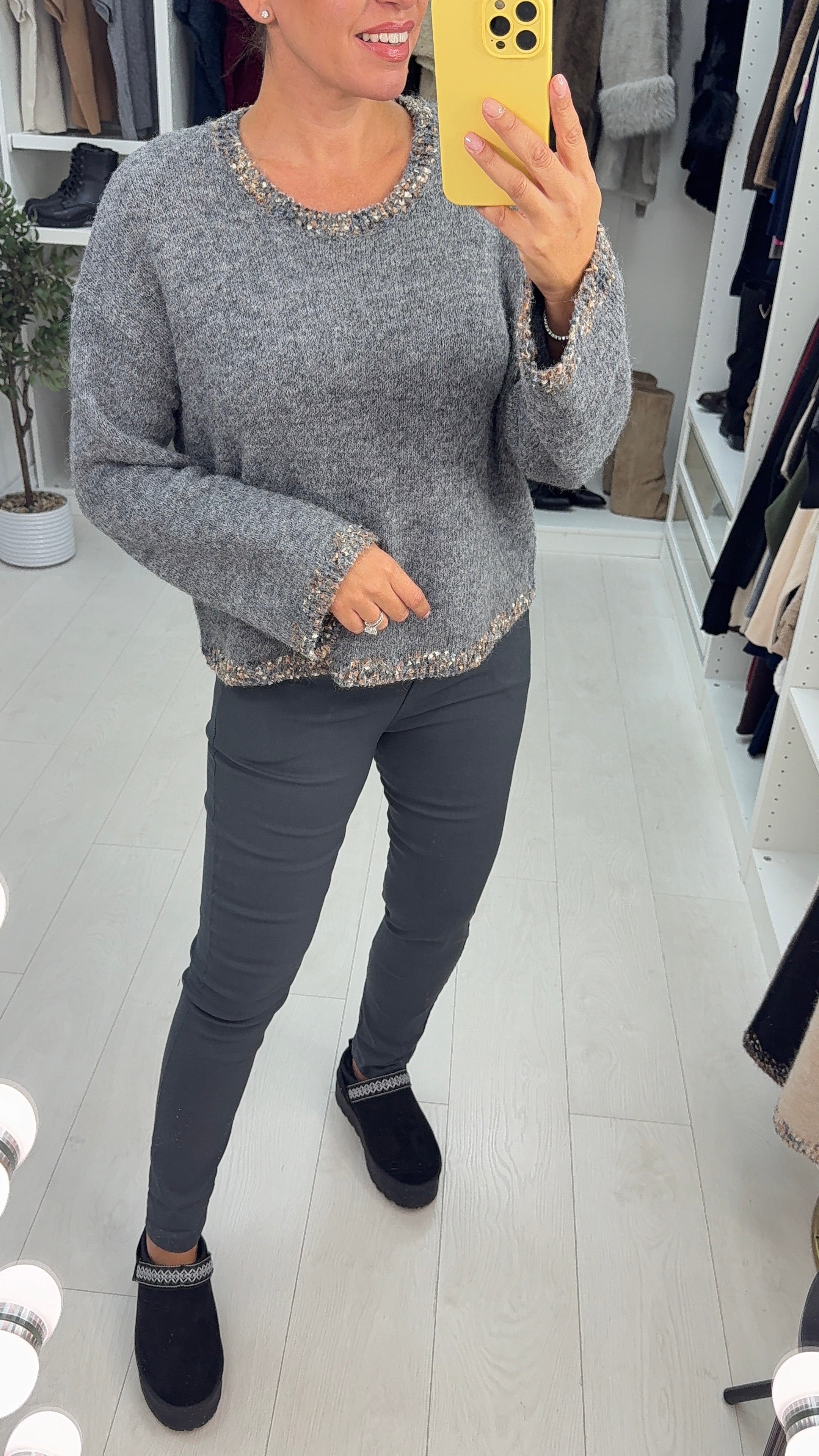 Ilana Plain Super Soft Stitched Hem Detail Jumper