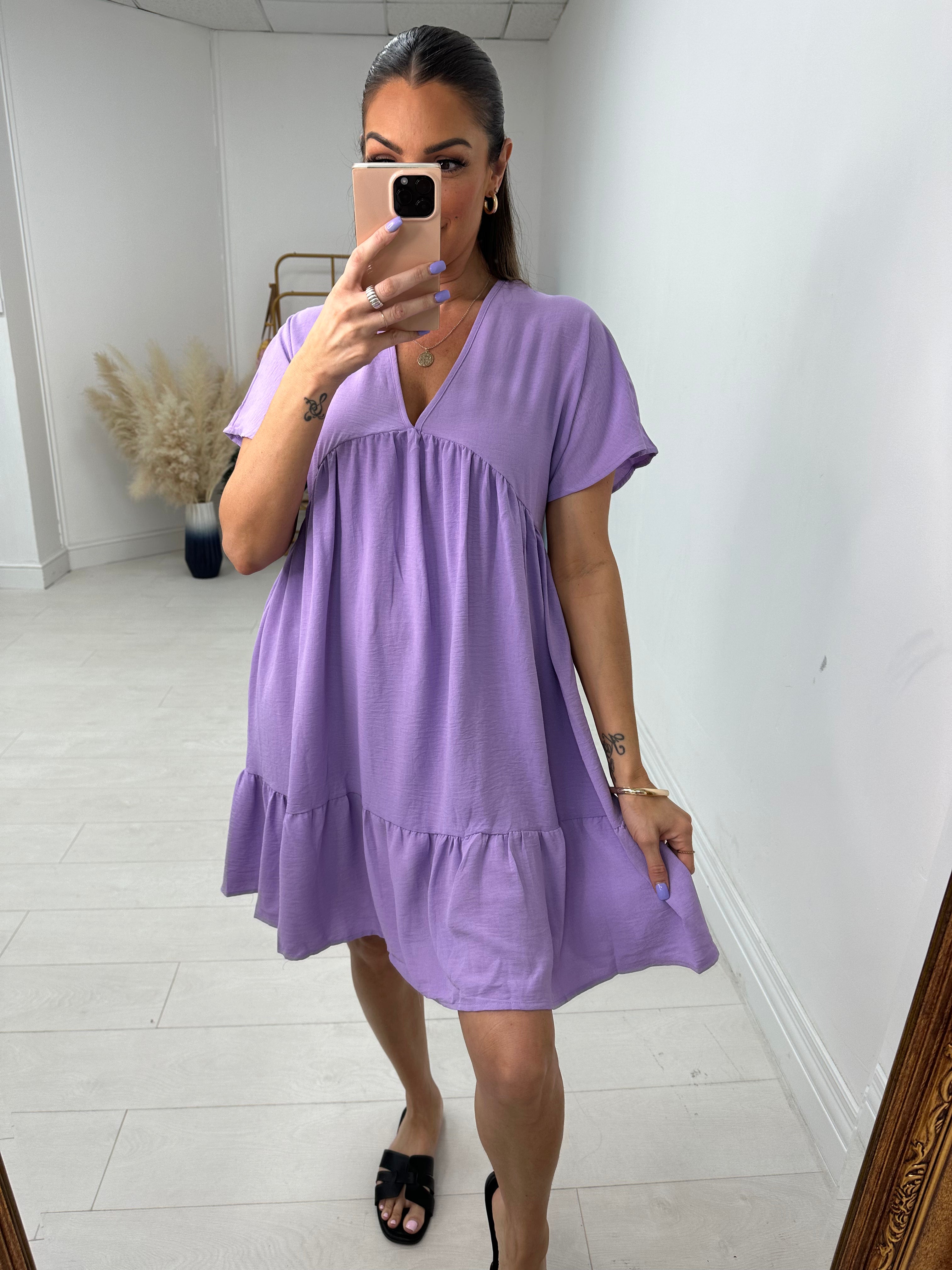 Amyra Floaty Tiered Smock Dress