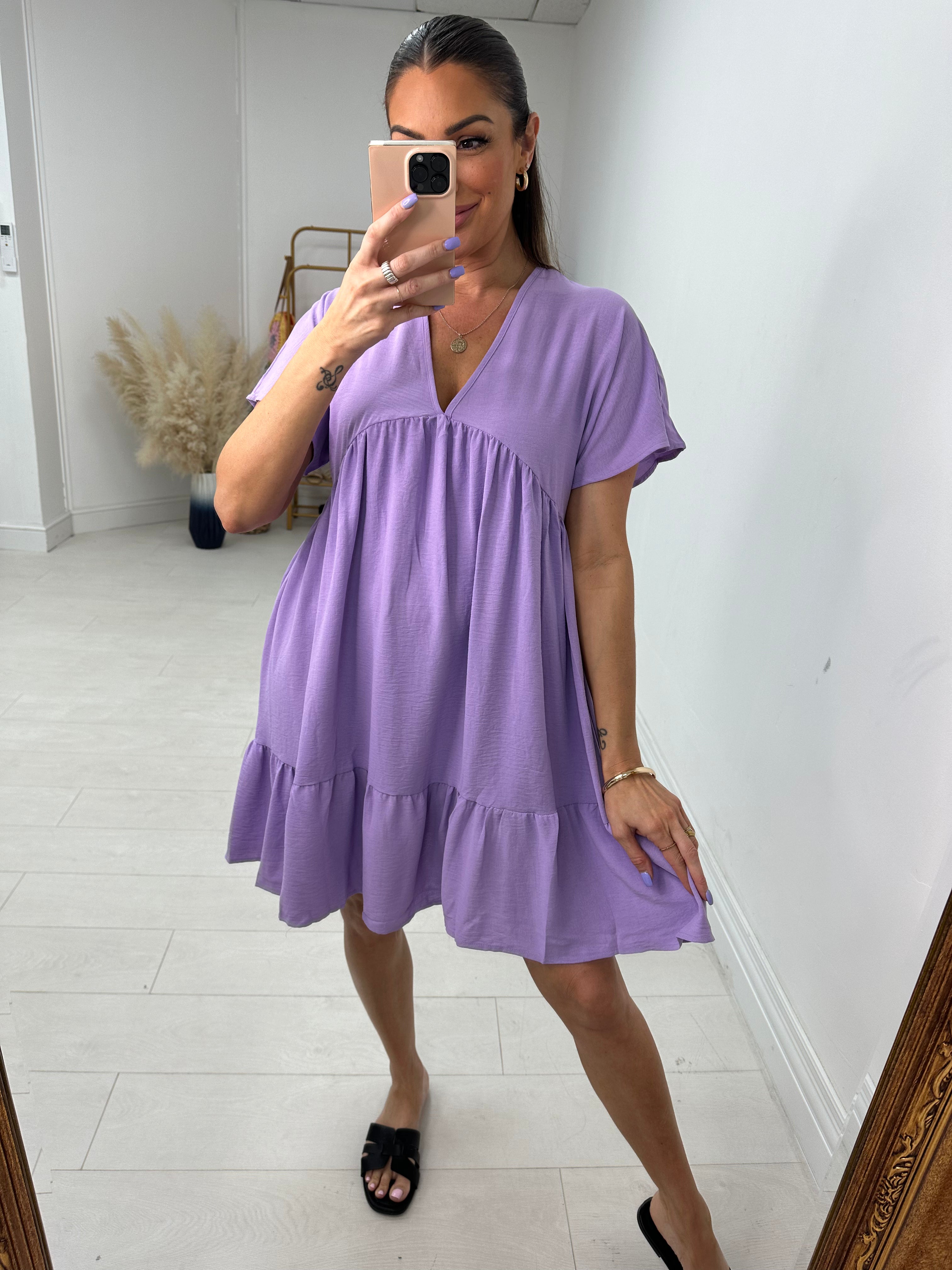 Amyra Floaty Tiered Smock Dress