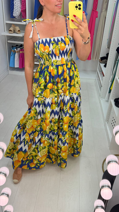 Natalya Lemon Print Elasticated Bust Smock Dress