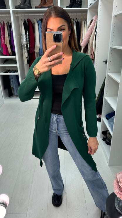 Pamala Drawstring Waist Hooded Cardigan