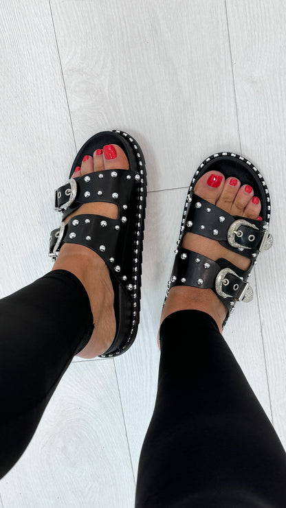 Octavio Gem Studded Double Buckle Sliders