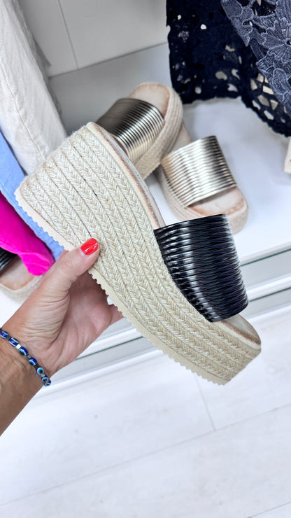 Mina Metallic Detail Platform Mule