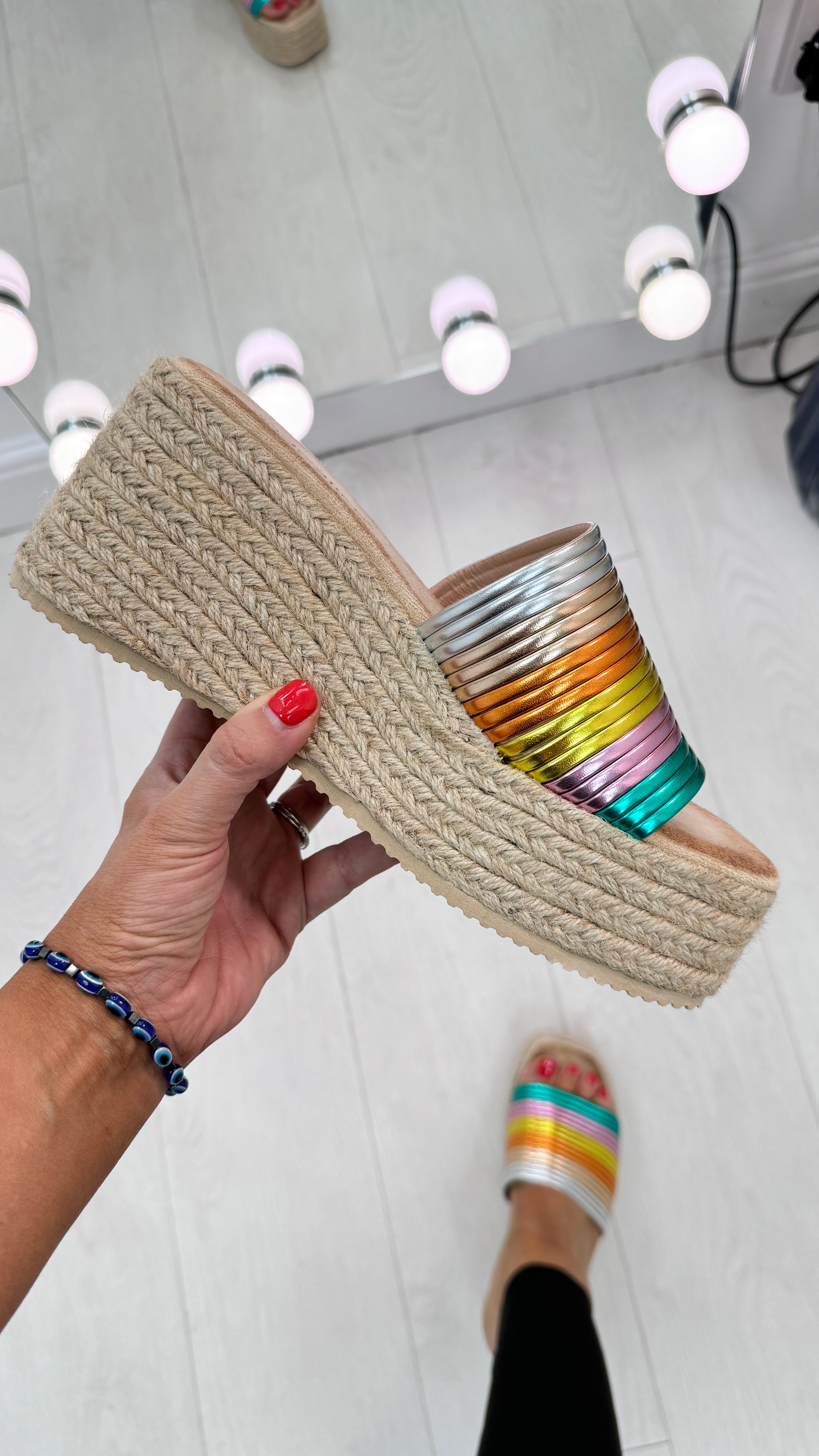 Nancy Rainbow Metallic Detail Platform Mule