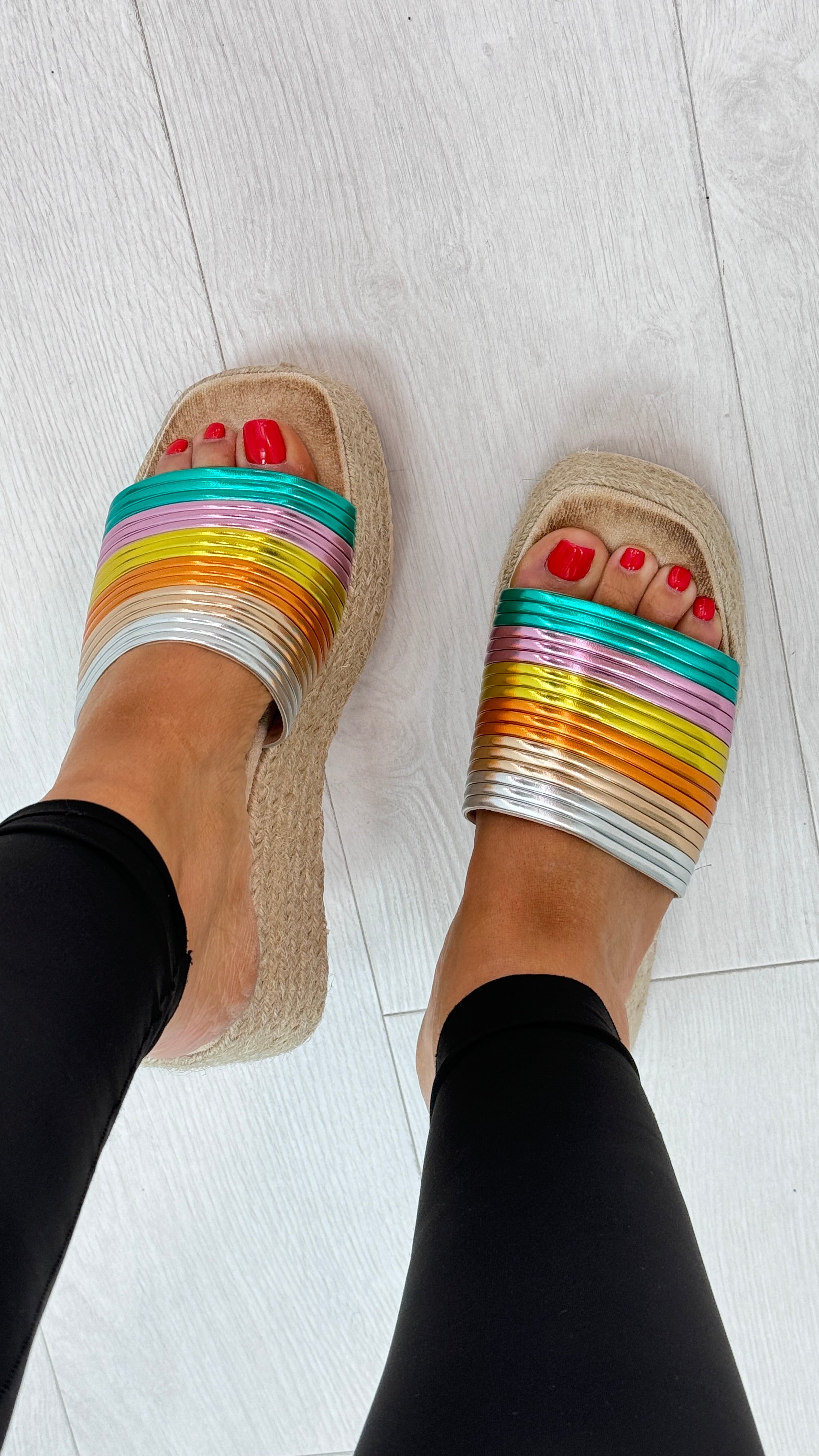 Nancy Rainbow Metallic Detail Platform Mule