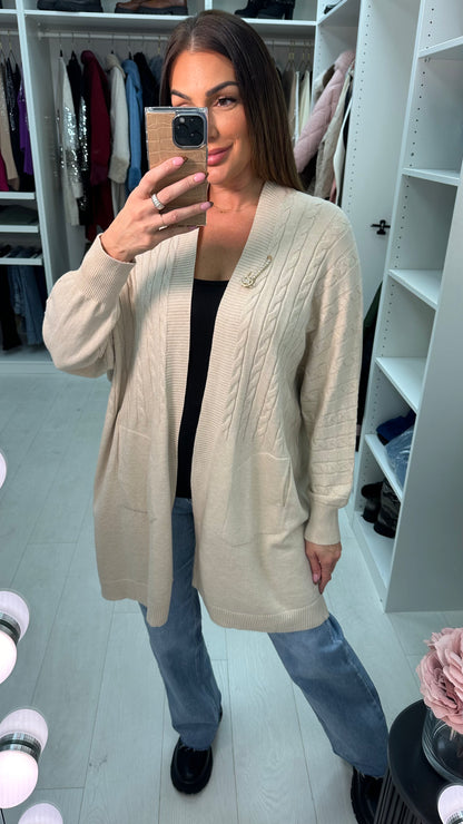 Libby Cable Knit Detail Brooch Cardigan